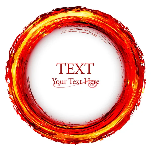 Çember çerçeve, kırmızı ve turuncu fırça darbeleri ile boyanmış. vektör