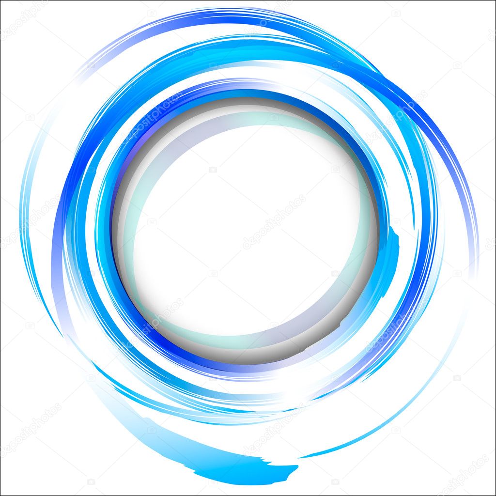 Blue abstract design element with brush strokes.