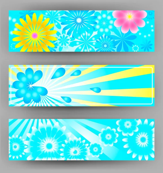Set of vector banners with flowers. — Stock Vector