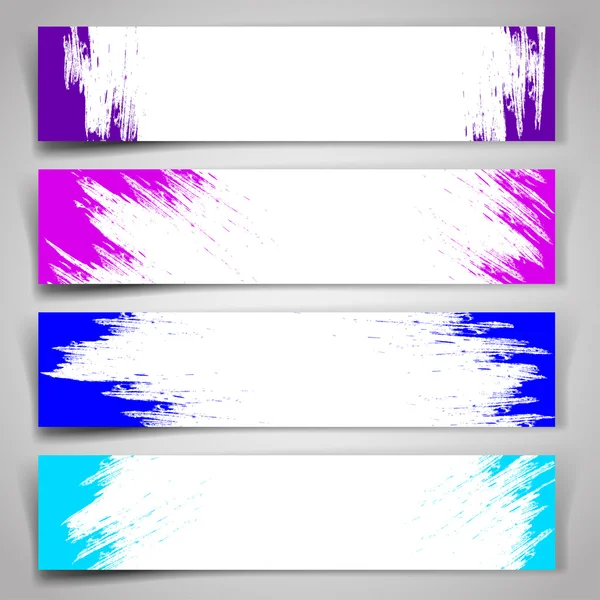 Set of vector banners with blue and purple brush strokes. — Stock Vector