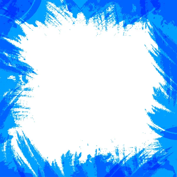 Cadre vectoriel avec traits de peinture bleu foncé sur fond blanc. V — Image vectorielle