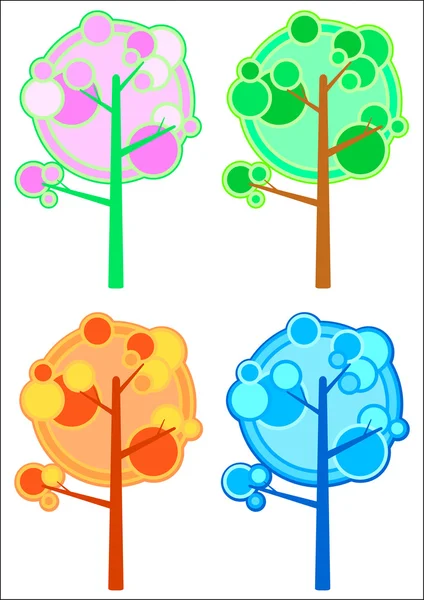 Ensemble vectoriel d'arbres, quatre saisons . — Image vectorielle
