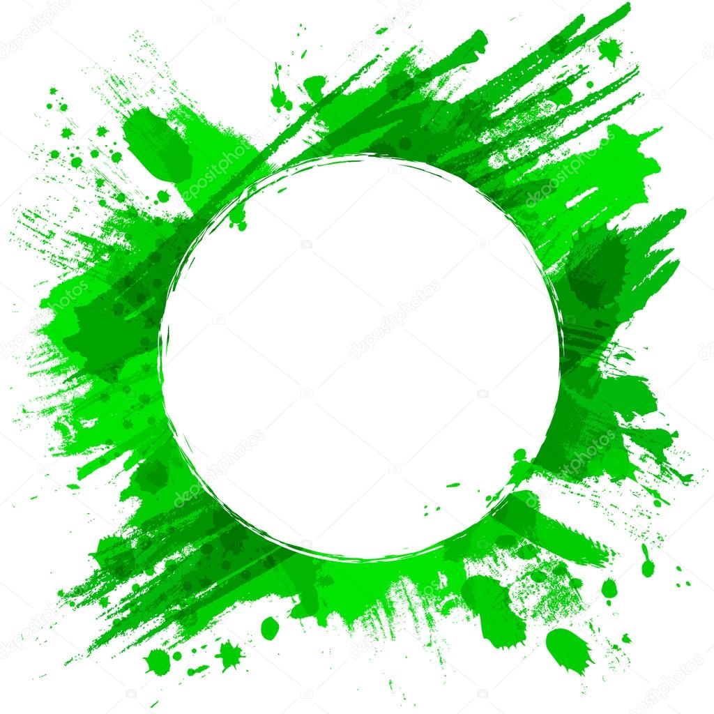 Green vector background with brush strokes and splashes.