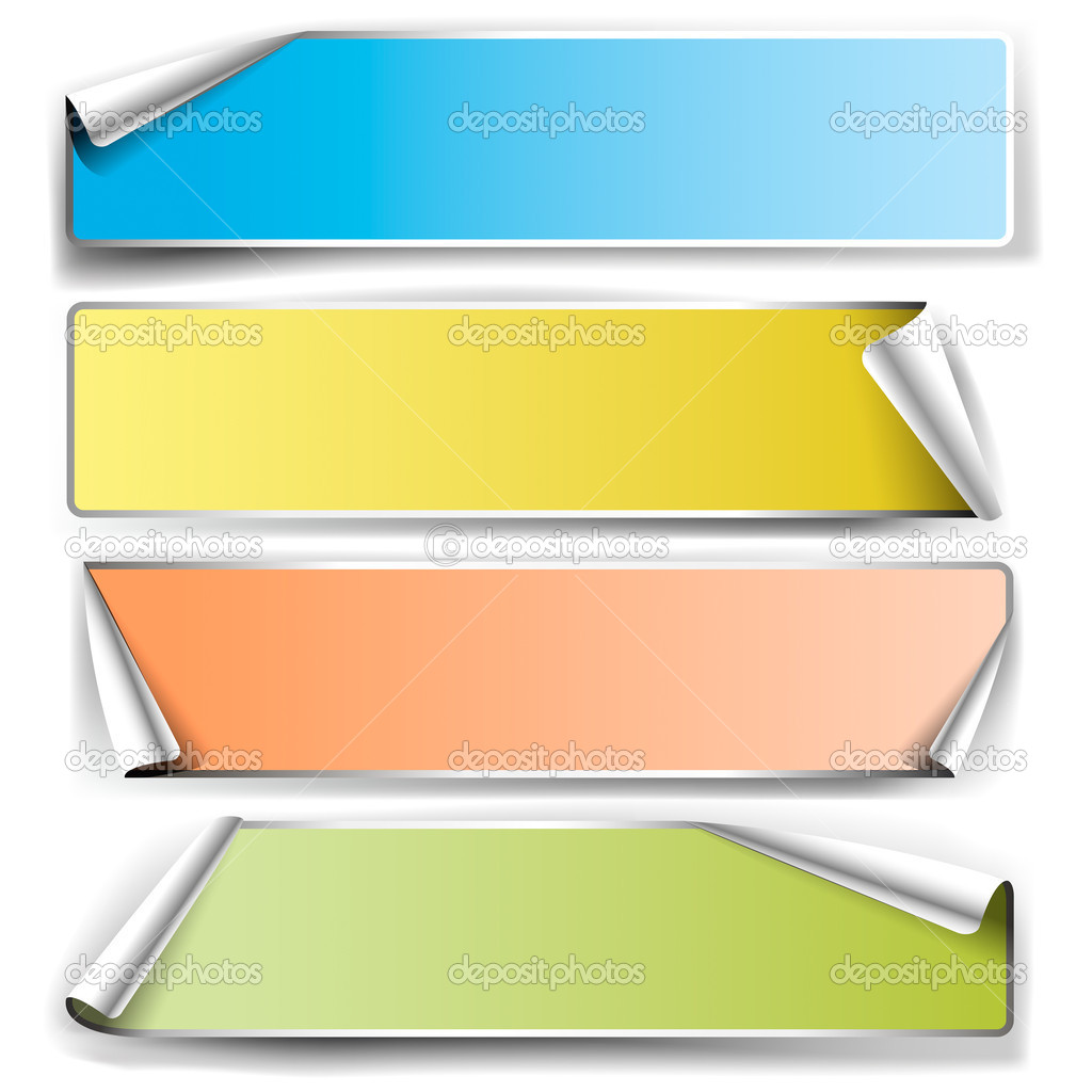 Set of vintage sticky notes with rolled edges. Stock Vector by ©cache