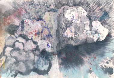 arka plan gökyüzü, bulutlar ve yağmur. kağıt üzerine çizim,