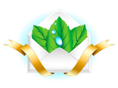 su damlaları altın şeritler zarf içinde kalıyor.