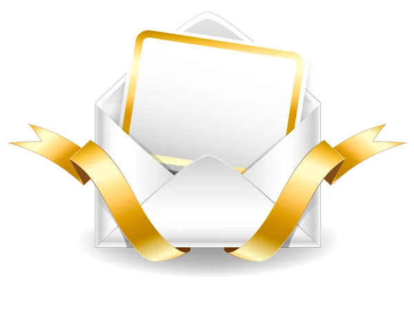 Altın şerit ve altın ile boş kartpostal ile şenlikli zarf