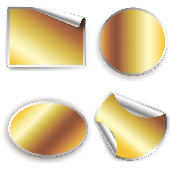 Set vector etiketten. Gouden papieren met samengevouwen randen. — Stockvector