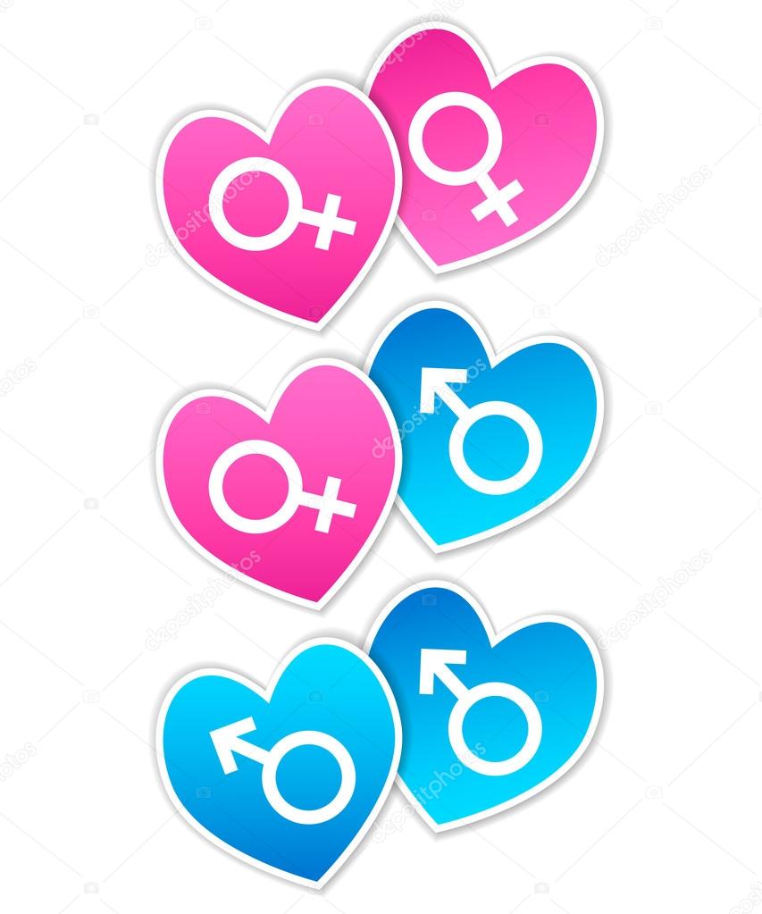 Concept design element for hetero, gay and lesbian couples. Tole