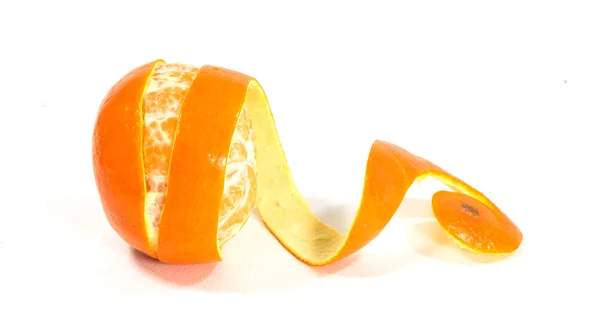 Arancione con pelle a spirale sbucciata Fotografia Stock