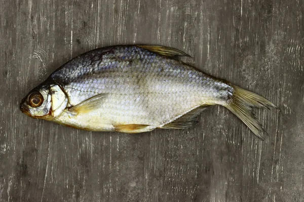 Getrockneter Fisch Auf Grauem Hintergrund Nahaufnahme Bier Snack — Stockfoto