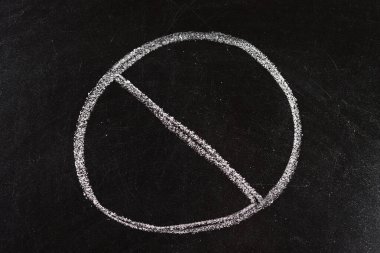 Kara tahtaya tebeşirle çizilmiş yasak tabela