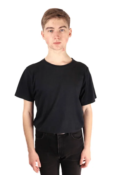 Retrato Jovem Rapaz Isolado Branco Orientação Vertical — Fotografia de Stock