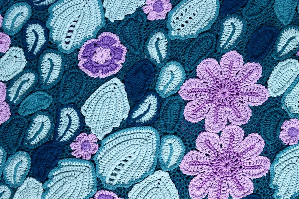 Knitted Irish Lace Colored Flowers — Fotografia de Stock