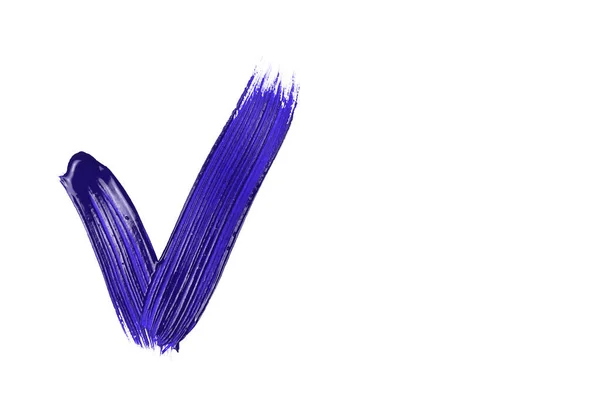 Vinkje Teken Getekend Blauwe Verf — Stockfoto