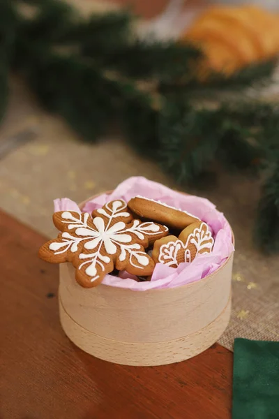Tasty Homemade Christmas Cookies Table Vertical Orientation — Fotografia de Stock