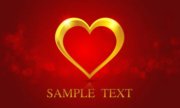 Golden Heart on red background — Stock Vector