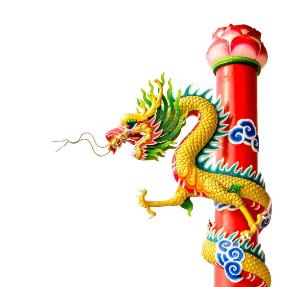Isolated Chinese dragon sculpture — Stock Photo, Image