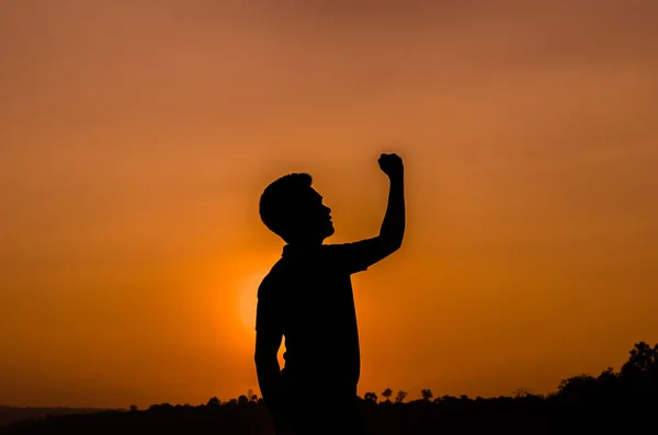 Silueta Éxito hombre — Foto de Stock