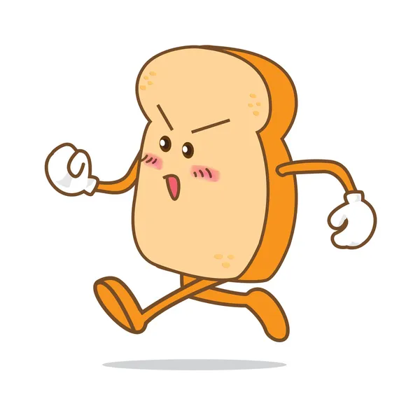 Rebanada de pan de dibujos animados corriendo — Vector de stock