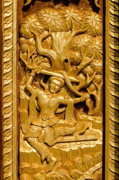 Thailand wood Sculpture ancient art — Stock Photo, Image