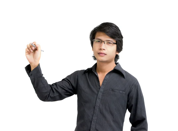 Asian business man writing something — Stock Photo, Image