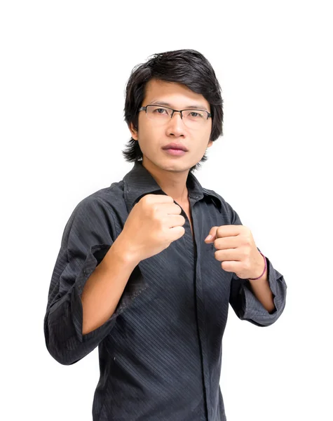 Asyalı adam savaşmaya hazır — Stok fotoğraf