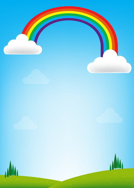 Rainbow and blue sky background