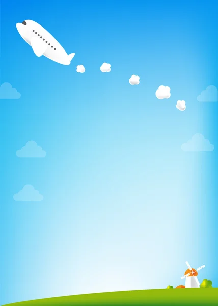 Flugzeug und blauer Himmel Hintergrund — Stockvektor