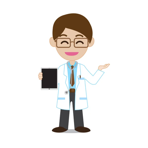 Doctor Showing tablet — Stock Vector