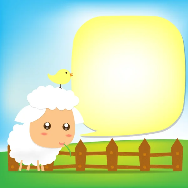 Cute Sheep text box 002 — Stock Vector