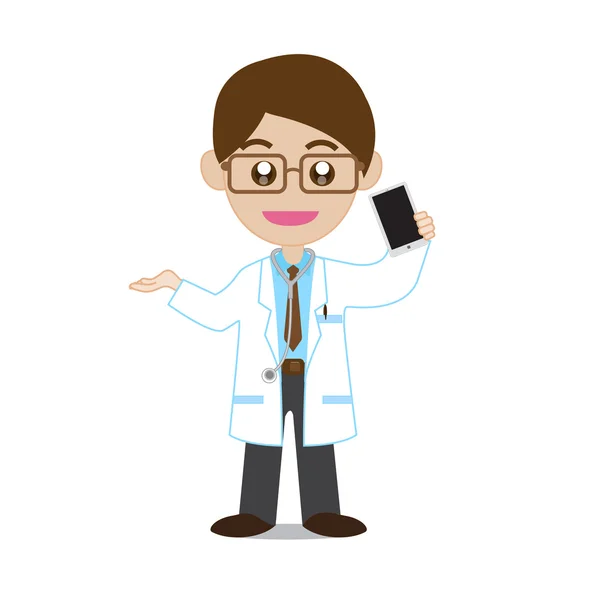 Läkare visar smartphone — Stock vektor