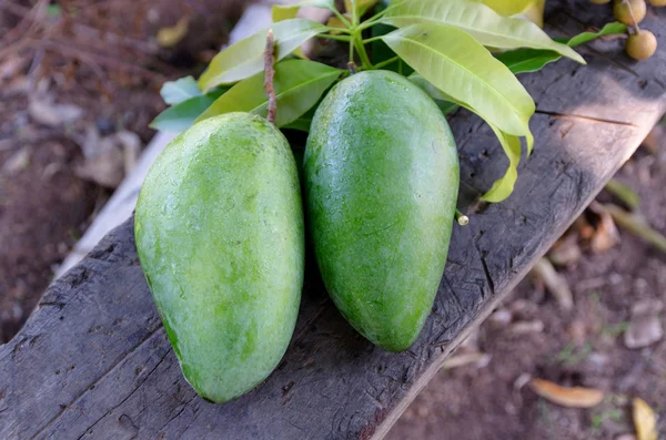 Fresh mango on wood board — Stock Photo, Image