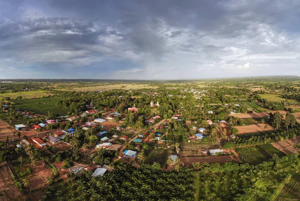 Drone Colpo Paesaggio Panoramico Del Villaggio Nel Luogo Rurale Villa — Foto Stock