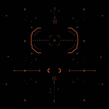 Target HUD for the game screen, Futuristic design elements. HUD focus elements. Sci-fi design. FUI collection, Military collimator sight, Vector HUD set