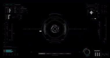 HUD head up display interface with spinning earth, Sphere globe cyber futuristic and technology concept, dot and grain background processes