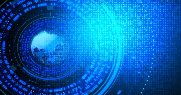 Orb globe with 0 1 digital binary number blurry background, Sphere of Earth for cyber and futuristic concept