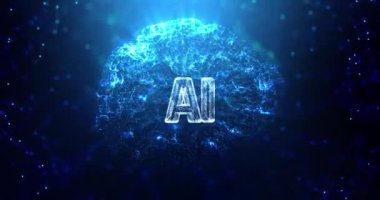 AI Artificial Intelligence Technology with dot and connection element, Cyber digital futuristic concept, AI brain on dark background