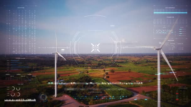 Aerial View Drone Shot Head Display Interface Hud Cyber Futuristic — Vídeo de Stock