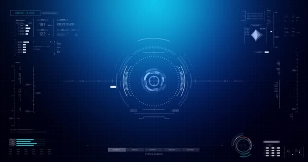 Hud Head Display Interface Template Screen Cyber Futuristic Technology Concept — Vídeo de Stock