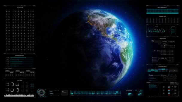 Abstract Background Spinning Earth Sphere Globe Cyber Futuristic Technology Concept — Stok video