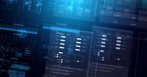 Rendering Hud Head Display Schnittstelle Mit Diagrammbalkenstatistik Cyber Futurismus Und — Stockvideo