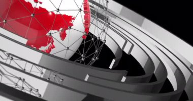 3 Boyutlu zarif dönen dünyayı soyut dünya haritası, fotokopi alanı ile Siber gelecekçi teknoloji konsepti, TV başlığı ve alfa mat ile yayın şablonu için teknoloji fütüristik