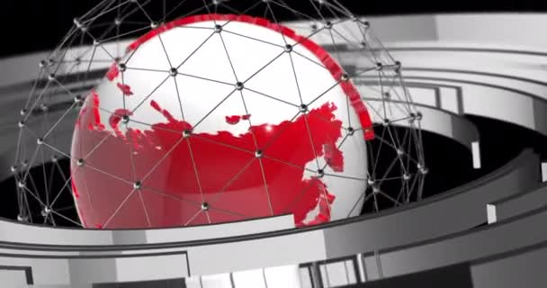 Рендеринг Элегантный Вращающийся Глобус Абстрактный Фон Карта Мира Киберфутуристическая Технология — стоковое видео