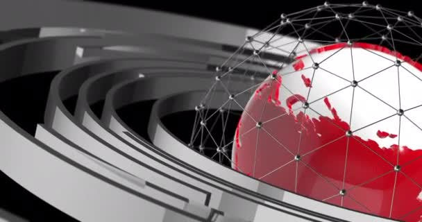 Renderelés Elegáns Forgó Földgömb Elvont Háttér Világtérkép Cyber Futurisztikus Technológiai — Stock videók