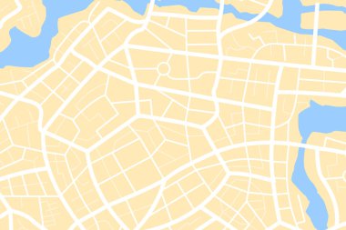 Aerial clean top view of the city map with street and river, Blank urban imagination map, GPS map navigator concept, vector illustration