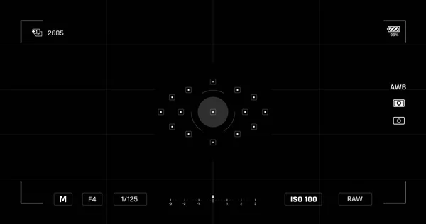 Camera Gebruikersinterface Zoeker Live View Overlay Frame Template Foto Video — Stockvector