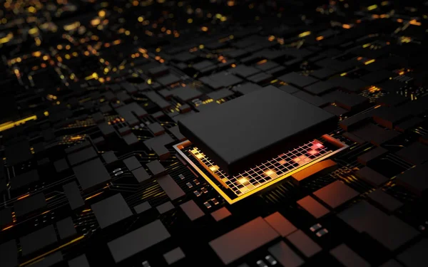 Rendering Microprocessor Cpu Chipset Centrale Processor Eenheid Verlichting Circuit Computer — Stockfoto