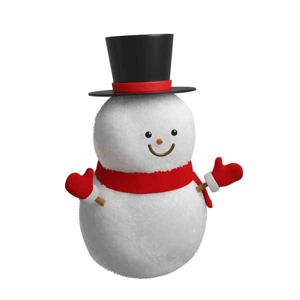 Vykreslování Roztomilý Sněhulák Pro Veselé Vánoce Izolované Bílém Pozadí Výběrem — Stock fotografie