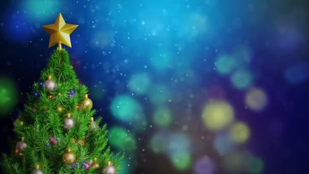 Een Kerstboom Met Glanzende Glinsterende Kleurrijke Kerstballen Dennenboom Met Bal — Stockvideo